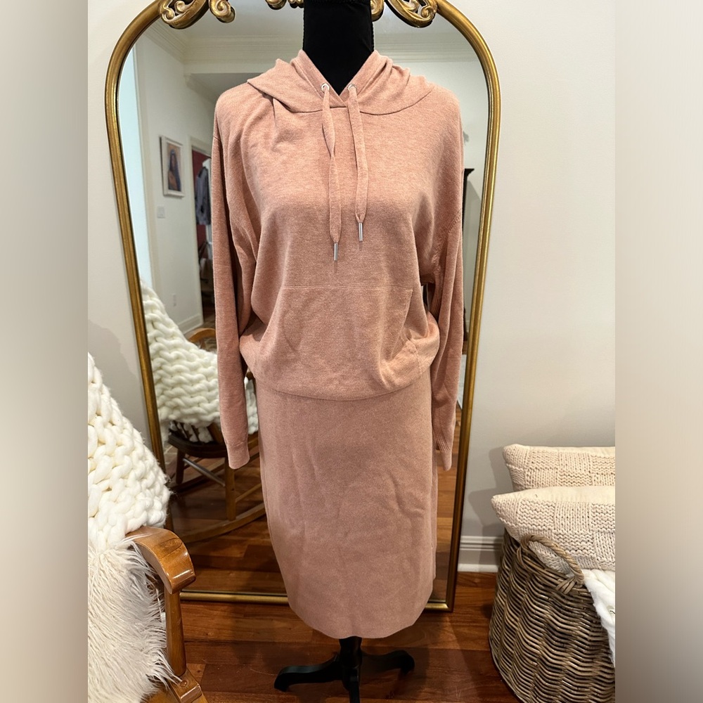 REISS Jodie Knit Hoodie Dress - Picture 2 of 14